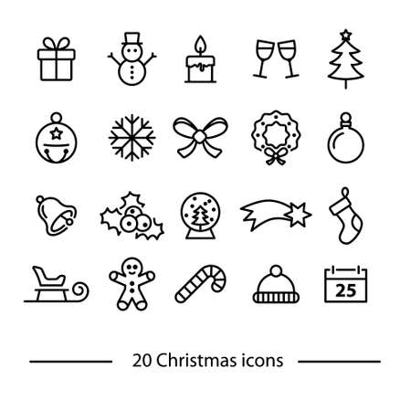 set of christmas line iconsのイラスト素材