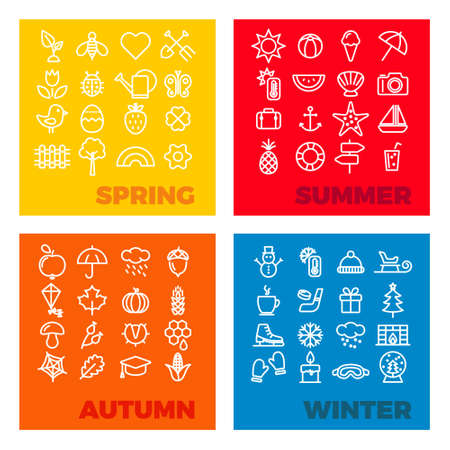season icons - spring, summer, autumn, winterのイラスト素材