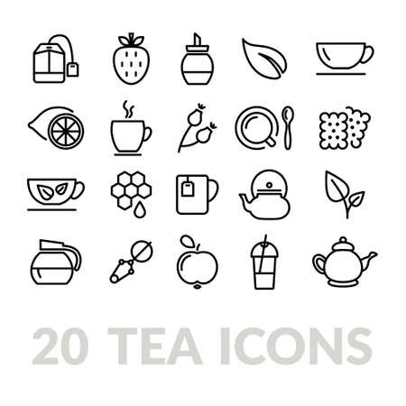 collection of tea line iconsのイラスト素材
