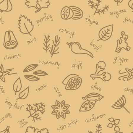 spice seamless pattern in beige colourのイラスト素材
