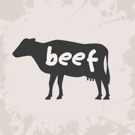 cow silhouette with textのイラスト素材