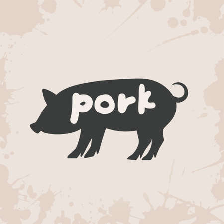 pig silhouette with textのイラスト素材