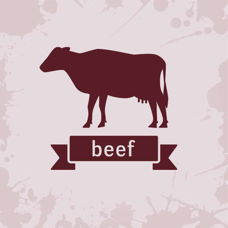 cow silhouette with ribbonのイラスト素材