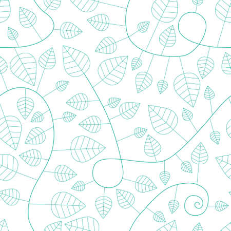 seamless pattern with leaves and curvesのイラスト素材