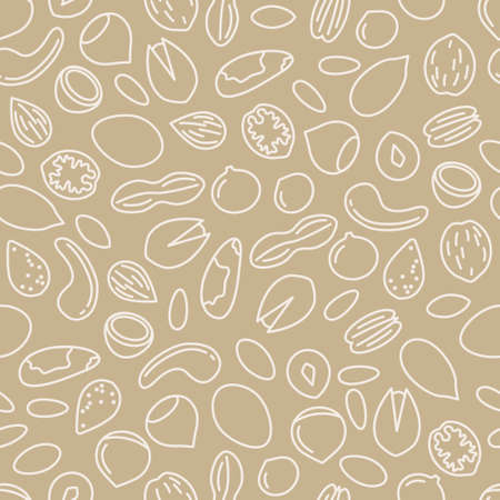 nuts seamless pattern in beige colourのイラスト素材
