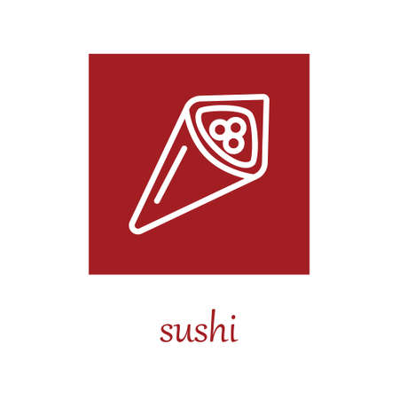 temaki sushi icon on red squareのイラスト素材