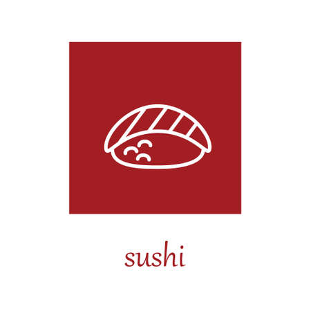 nigiri sushi icon on red squareのイラスト素材