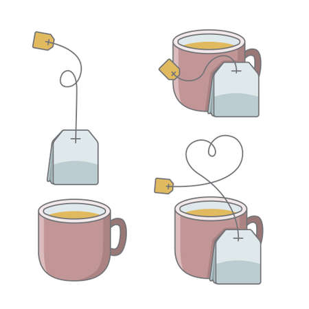 Set of cup of tea with bag.のイラスト素材