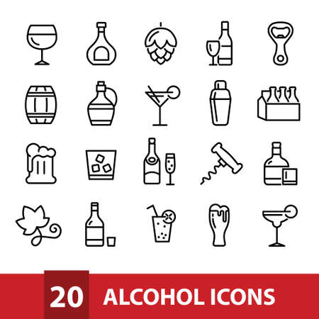 alcohol vector icons collectionのイラスト素材