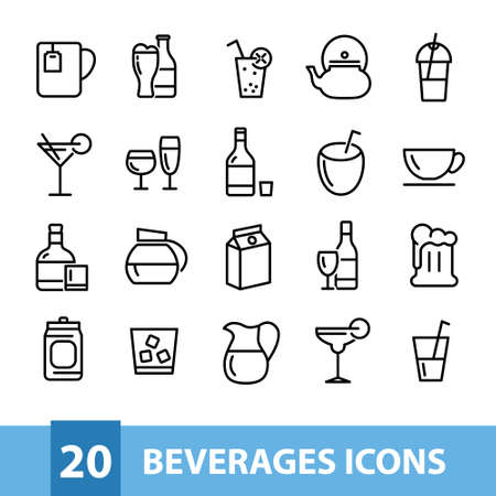beverages vector icons collectionのイラスト素材