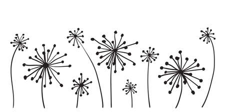 vector graphic with set of dandelionsのイラスト素材