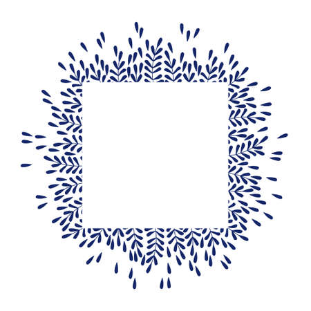 square frame with flower leavesのイラスト素材