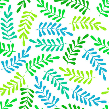 seamless pattern with green and blue leavesのイラスト素材