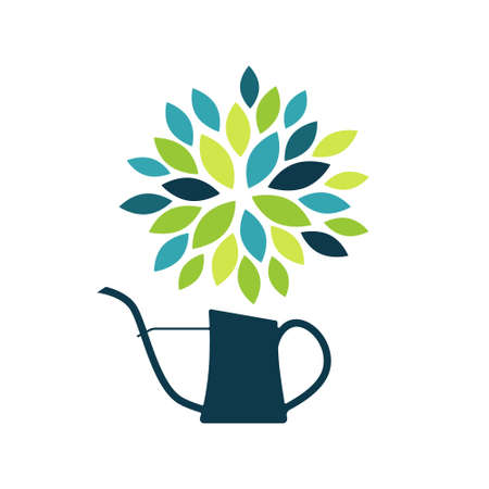 abstract flower in watering canのイラスト素材