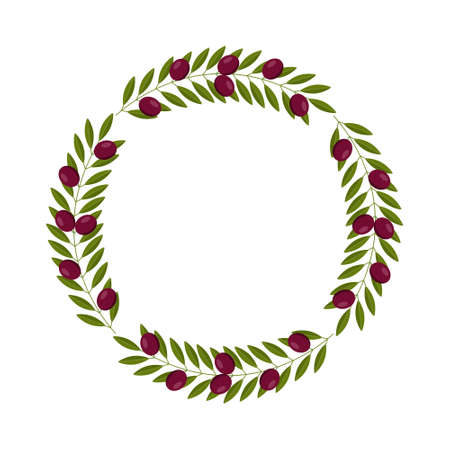 vector wreath with black olives and leavesのイラスト素材