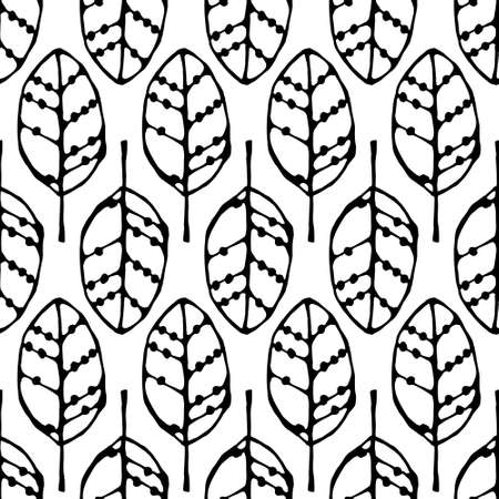 seamless pattern with black leavesのイラスト素材