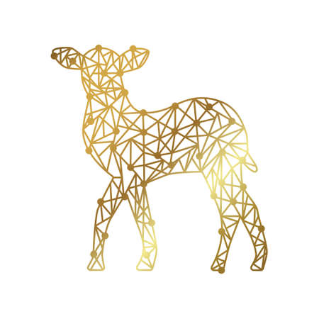 polygonal illustration of gold deerのイラスト素材