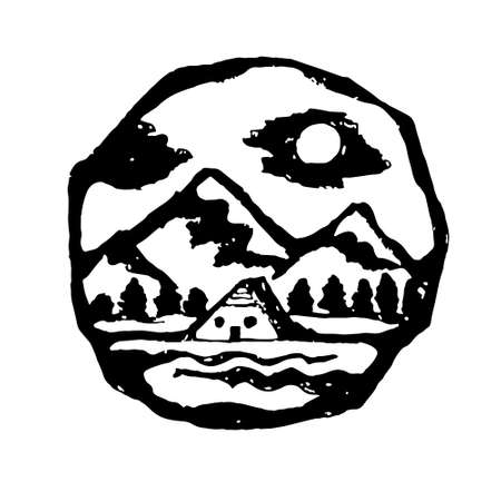 vector picture of nature in circleのイラスト素材