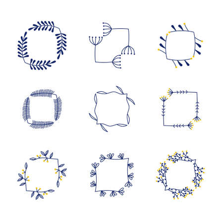 set of vector flower framesのイラスト素材