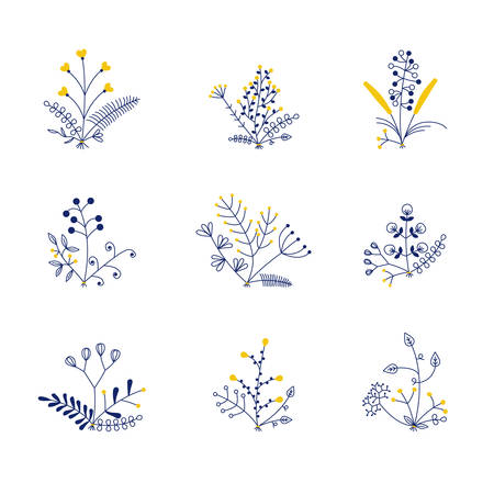 set of nine vector bouquetsのイラスト素材