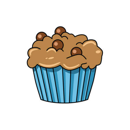 vector muffin with chocolate chips