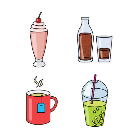 vector set of four beveragesのイラスト素材