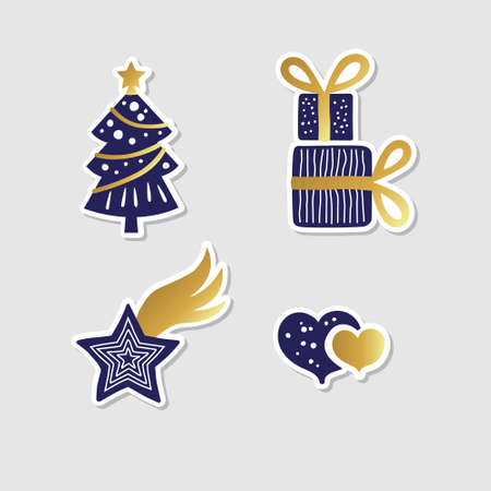 collection of vector christmas stickersのイラスト素材