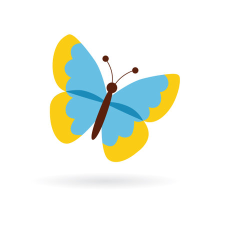 blue and yellow vector butterflyのイラスト素材