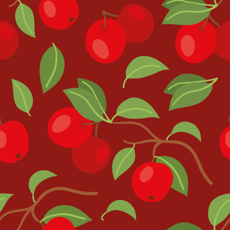 A delightful seamless pattern featuring crisp apples and lush green leaves, exuding a refreshing and natural charm.のイラスト素材