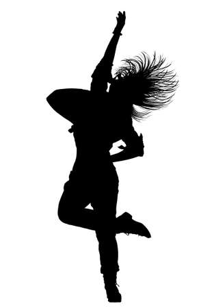 Silhouette a girl dancingの写真素材