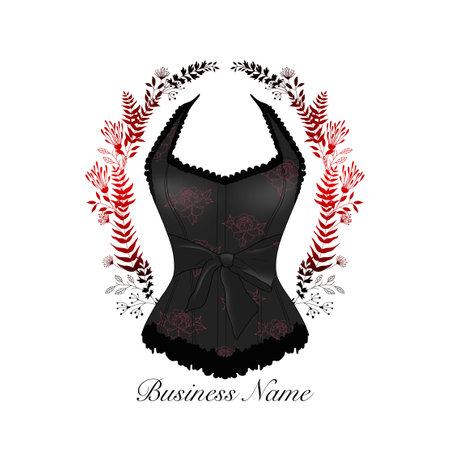logo for black corset lingerie With flowersの写真素材