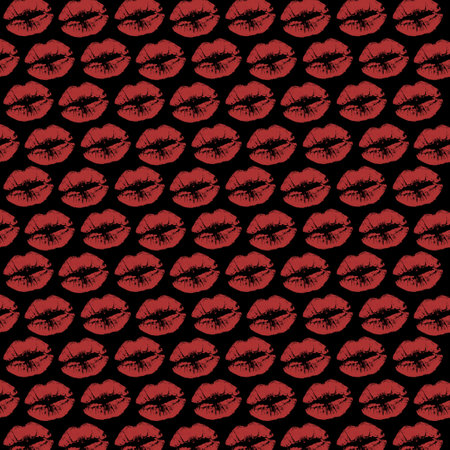 pattern with lips Black backgroundの写真素材