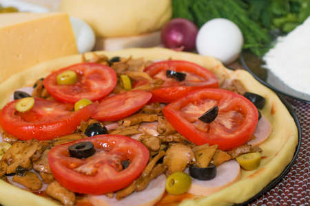 Ingredients for italian pizzaの写真素材