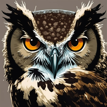 Hipster Wise Owl Illustration, Owl Bird Character, Animal wisdom, Spirit Animal, Night birdの写真素材