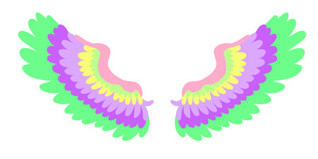 Angel Wings Illustration, Colorful hand drawn wings, Wings background, Cute wings for photo shot, Illustration Angel Wingsの写真素材