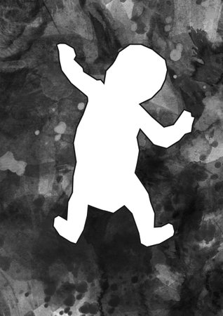 New Born Baby Illustration, Minimal Baby silhouette, Birth Poster, Scandinavian Style, Line Art Baby Shapeの写真素材