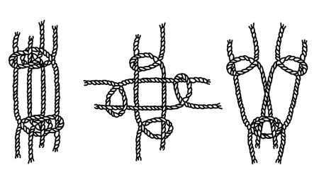 Line Art Nautical ropes Set, Collection Ropes and cords Illustrationの写真素材