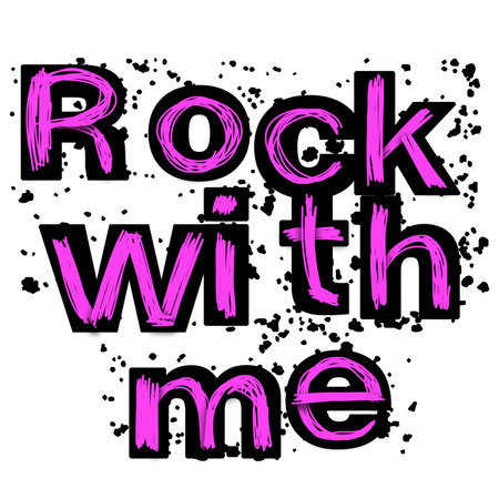 Pink Neon Rock with Me Text, Rock style typography, Design for stickers, clothes, mug...の写真素材