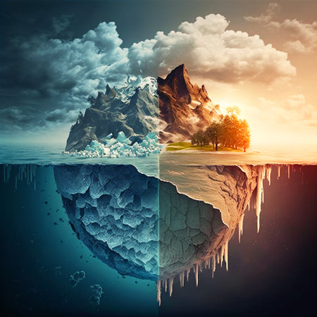Climate Change, Global Warming Illustration, Pollution Concept, Sustainability, Generative, AIの写真素材