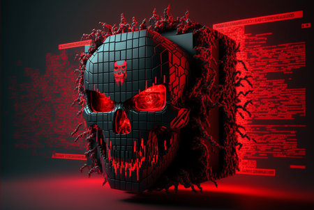 Ransomware Cyber Security Technology, Email Phishing Internet 3D Illustration, Generative AIの写真素材