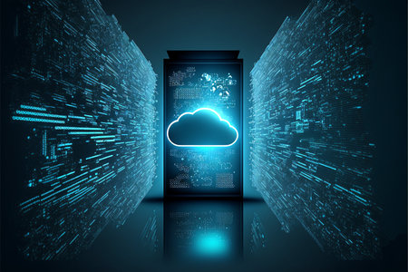 Cloud computing Data Base Technology Illustration, Cloud Computing Concept, Internet Concept Background, Generative AIの素材