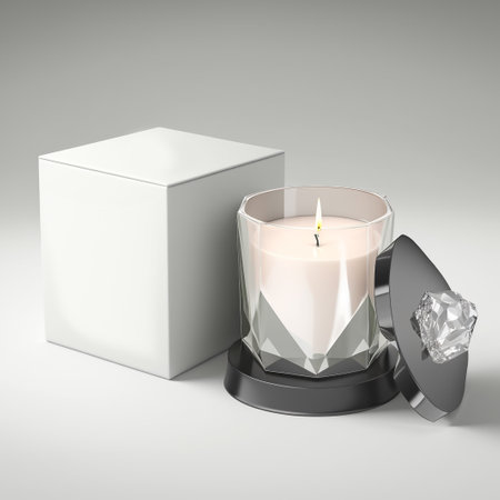 Luxury candle and cube on a gray background. 3d rendering mockup. Generative AIの素材