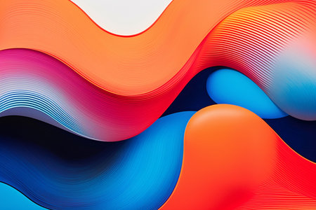Abstract colorful background with wavy lines. 3d rendering, 3d illustration.の素材