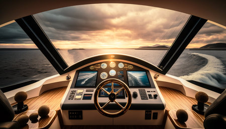 Luxury Yacht cockpit on a cruise ship. 3D Renderingの素材