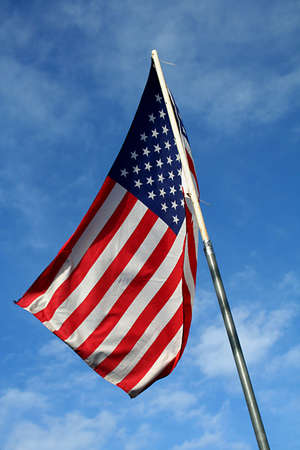 American Flag on blue sky