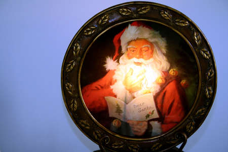 Beautiful holiday lamp with santaの写真素材