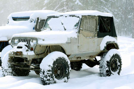Off road vehicle in snow