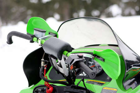 Abstract of colorful green snowmobileの写真素材