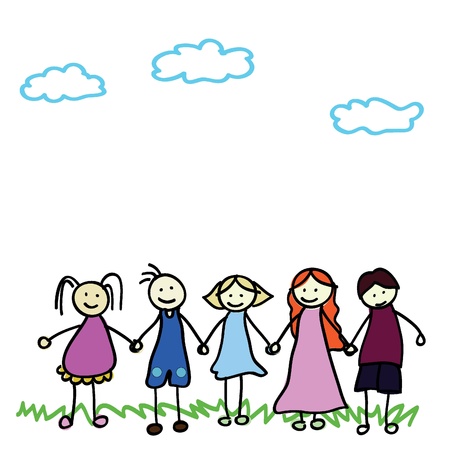 cartoon kids of boy and girls for children, fun, school and othersのイラスト素材