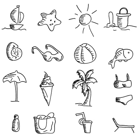 cartoon doodles icons for icons, buttons, travel and othersのイラスト素材